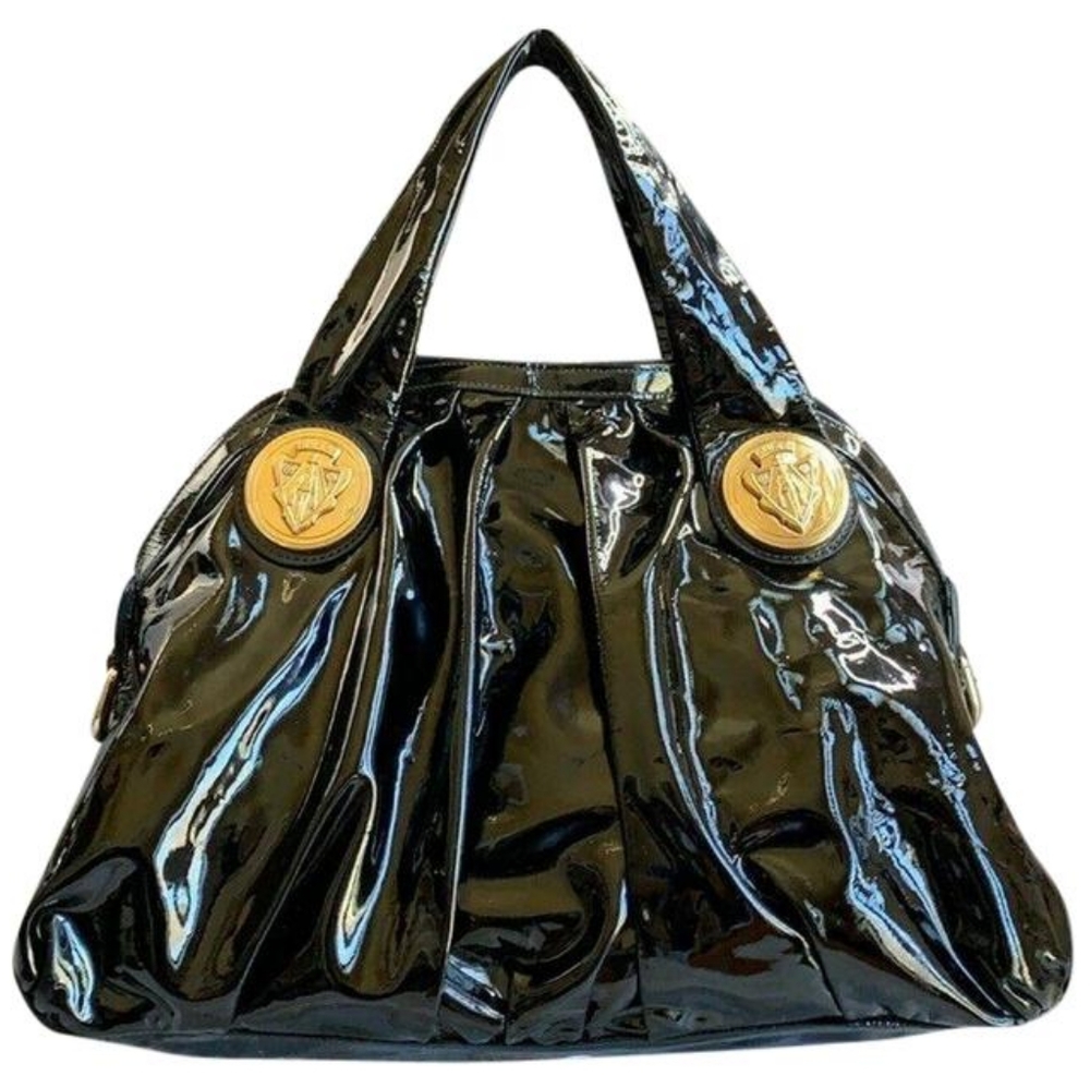 Gucci Hysteria patent leather bag Black 100% Auth